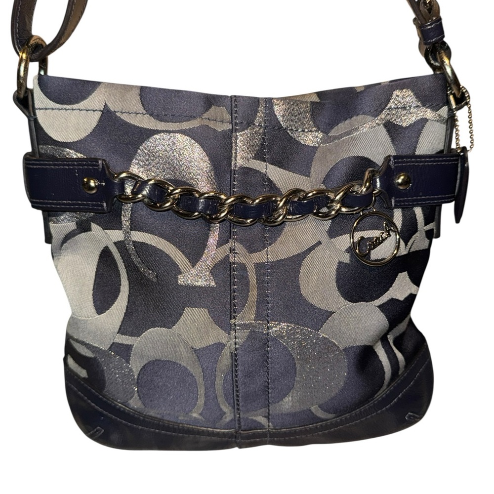 Coach Moto Optic Metallic Chain Signature Jacquard Shoulder Bag - Vintage - Picture 2 of 7
